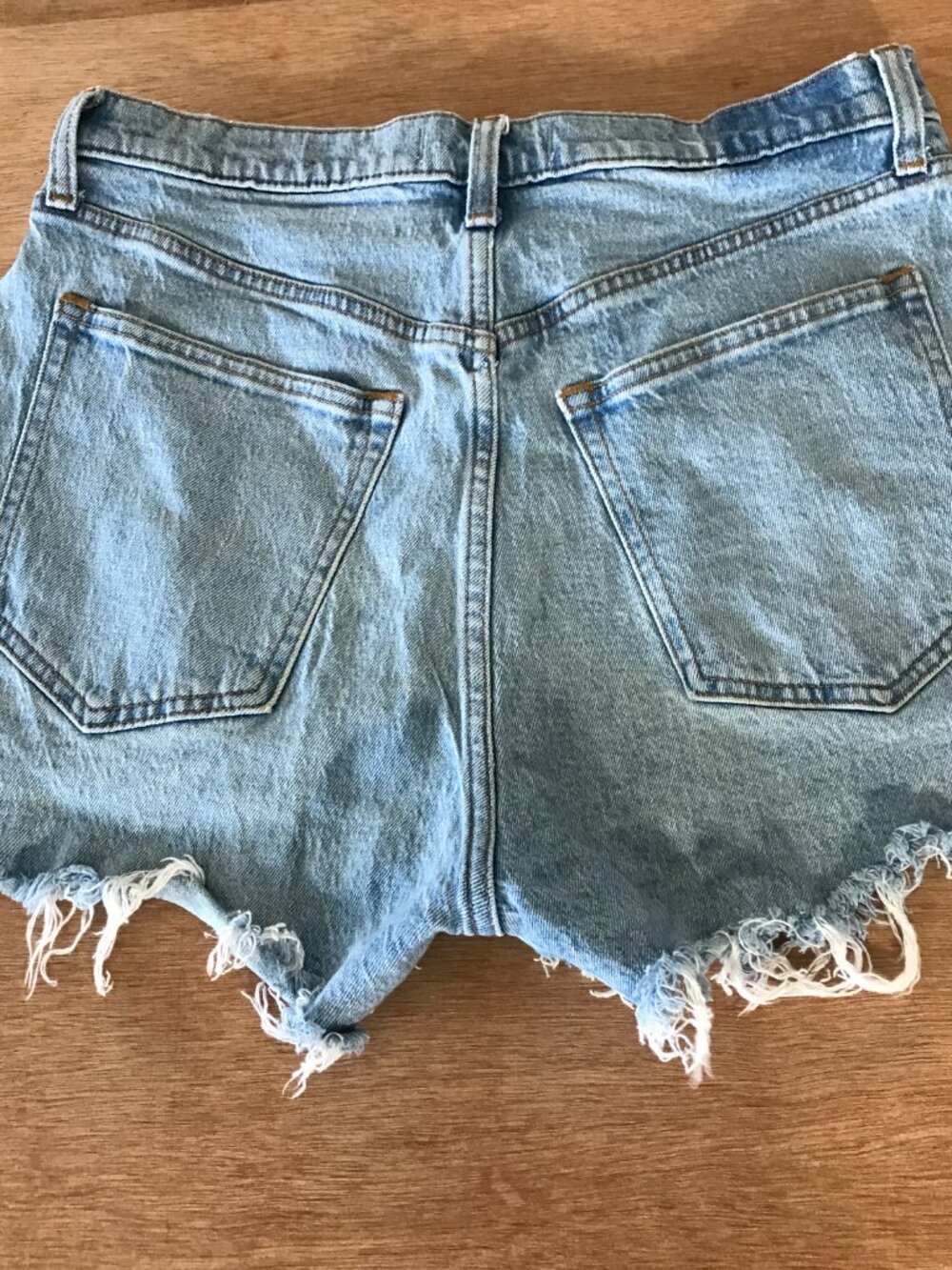 Abercrombie & Fitch Mom Cut Off Shorts Women 30 Blue High Rise Raw Hem Slimming - Picture 2 of 9
